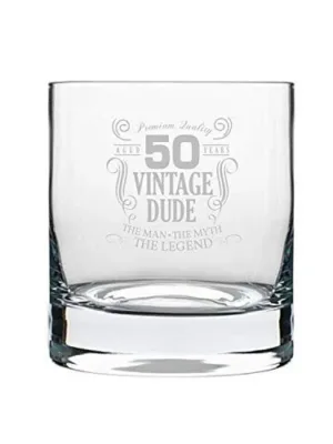 50 Vintage Dude Engraved Whiskey Glass