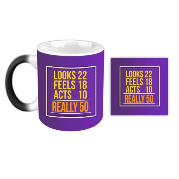 50th Birthday Looks Feels Act Printed Magic Mug