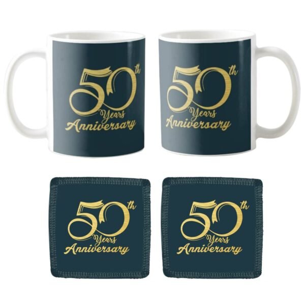50th Golden Jubilee Anniversary Couple Coffee Mugs Set of 2