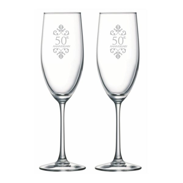 50th Wedding Anniversary Champagne Flutes Set of 2