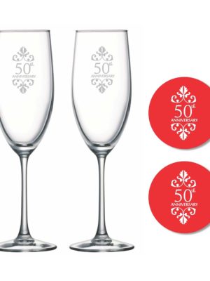 50th Wedding Anniversary Champagne Flutes Set of 2