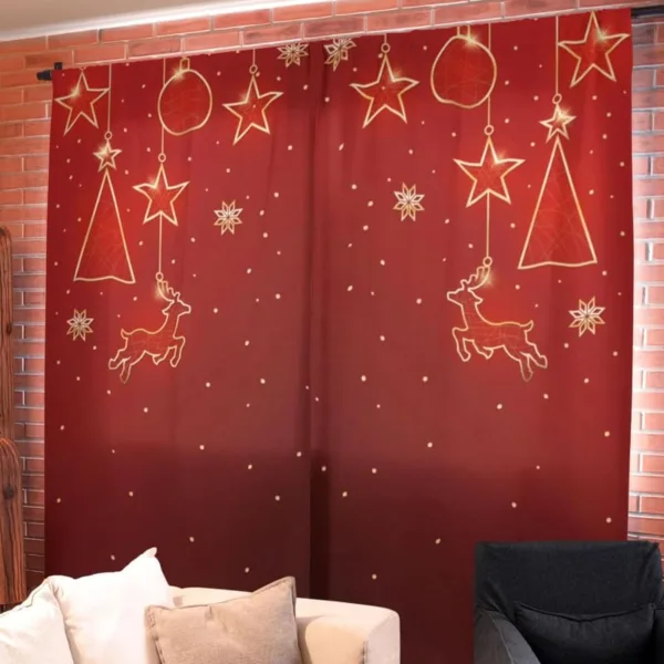 Snow Star Ball Printed Christmas Curtain