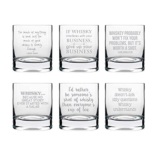 Engraved whiskey glass 325ml (Clear) - Set of 6