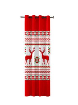 TheYaYaCafe Christmas Digital Printed Velvet Eyelet Door Curtain for Your Home, Living Room, Bedroom, Dinning Hall, Reindeer