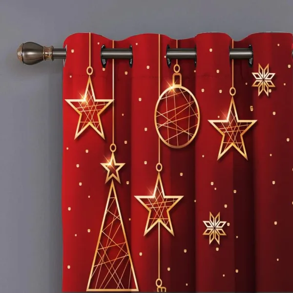 Snow Star Ball Printed Christmas Curtain