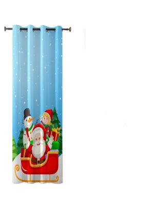 TheYaYaCafe Christmas Digital Printed Velvet Eyelet Door Curtain for Your Home, Living Room, Bedroom, Dinning Hall, Snowman