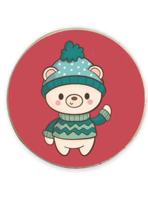 Cute White Bear Christmas Fridge Magnet