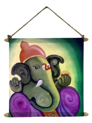 Auspicious Lord Ganesha Canvas Scroll