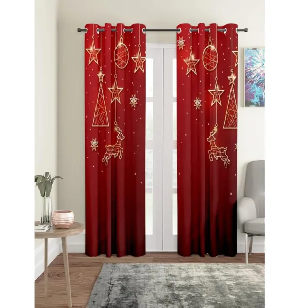 Snow Star Ball Printed Christmas Curtain