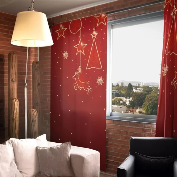 Snow Star Ball Printed Christmas Curtain