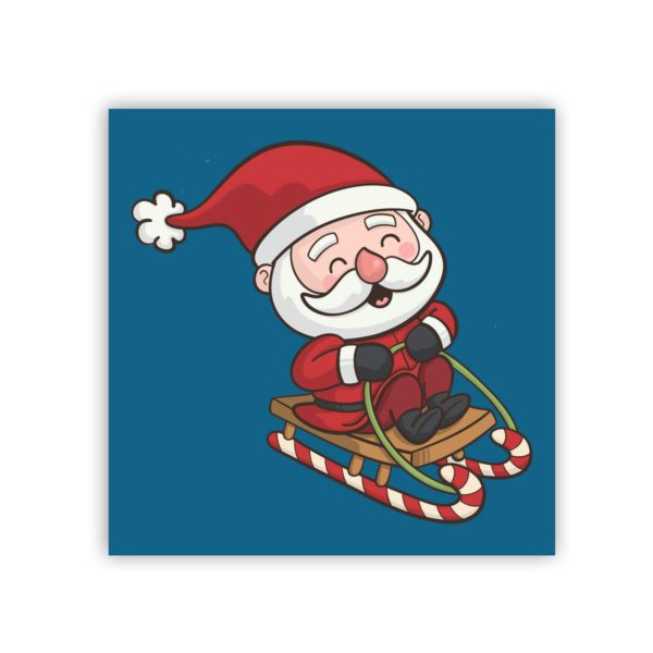 Cute Santa with Sleigh Printed Christmas Fridge Magnet