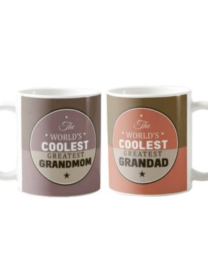 Coolest Greatest Grandma Grandpa Coffee Mugs Set of 2