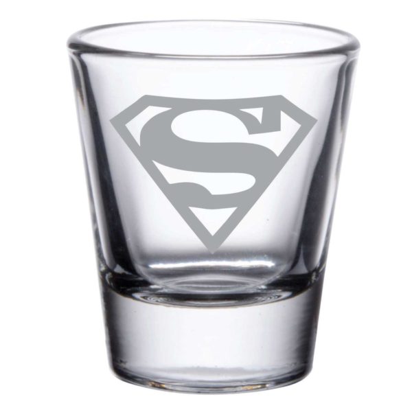 YaYa cafe Engraved Superman Super Heroes Tequila, Vodka Shot Glasses - Set of 4