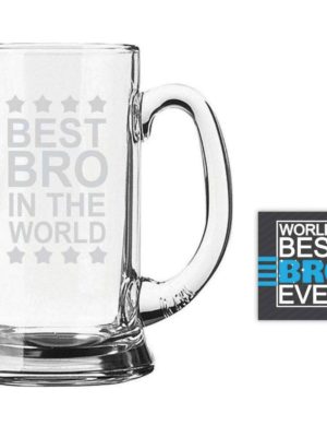 Engraved Best Brother Beer Mug With Coaster