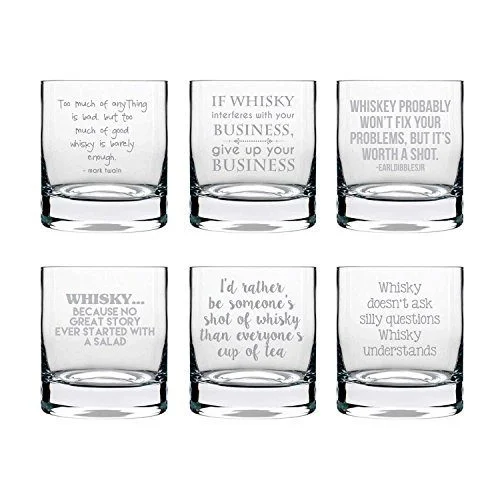 Engraved whiskey glass 325ml (Clear) - Set of 6