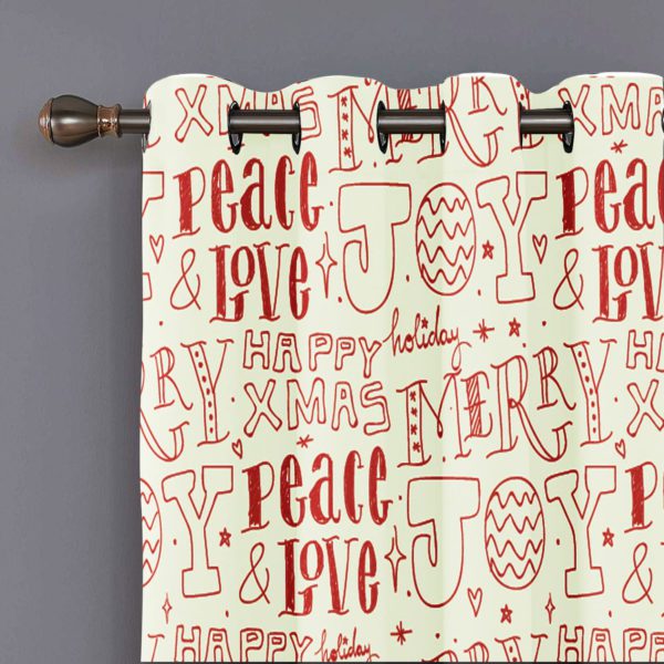 Peace Love Joy Printed Christmas Curtain