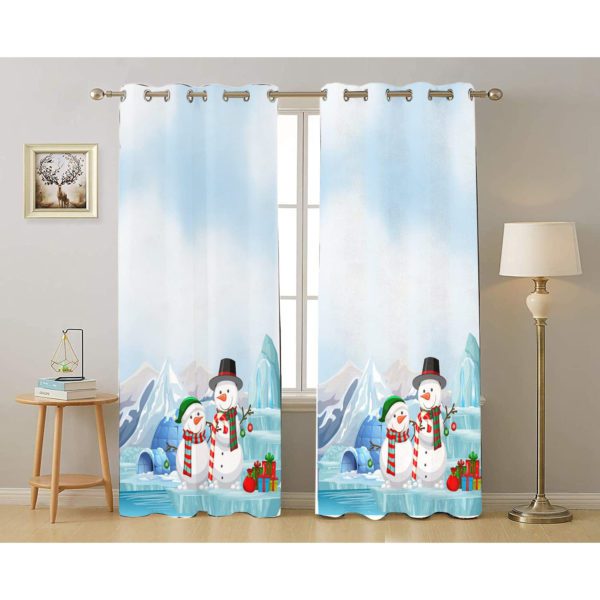 Snowman Printed Christmas Curtain