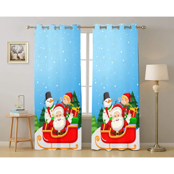 Santa With Friends Christmas Curtain