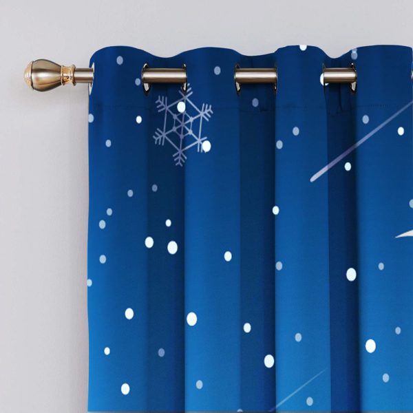 Santa Claus And Moon Printed Christmas Curtain