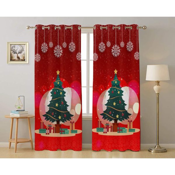 Xmas Tree Printed Christmas Curtain