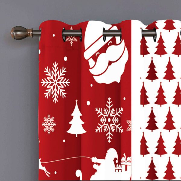 Christmas Tree Santa Pattern Christmas Curtain