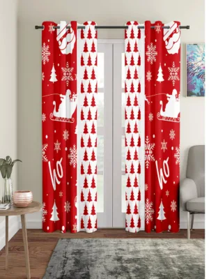 Christmas Tree Santa Pattern Christmas Curtain