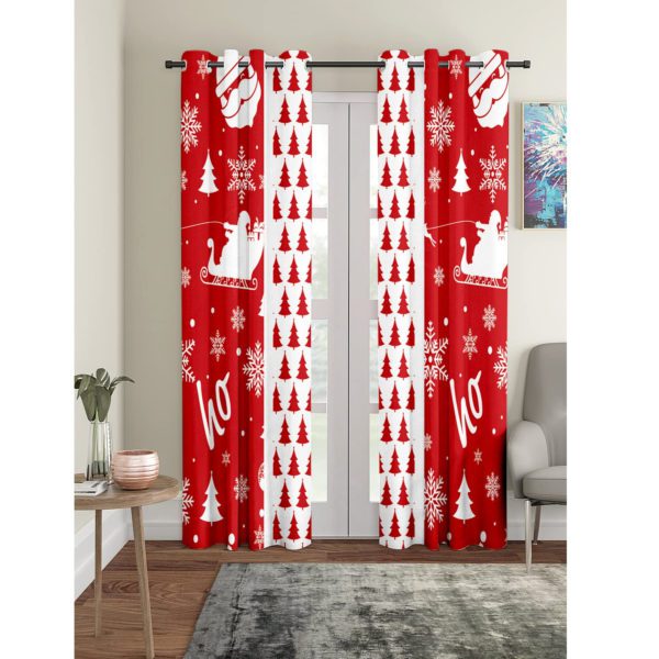 Christmas Tree Santa Pattern Christmas Curtain