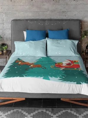 Santa Riding Christmas Bedsheet