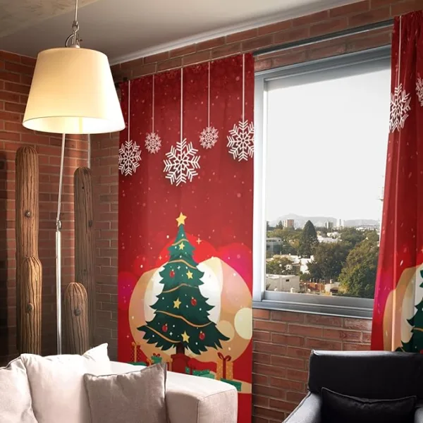 Xmas Tree Printed Christmas Curtain