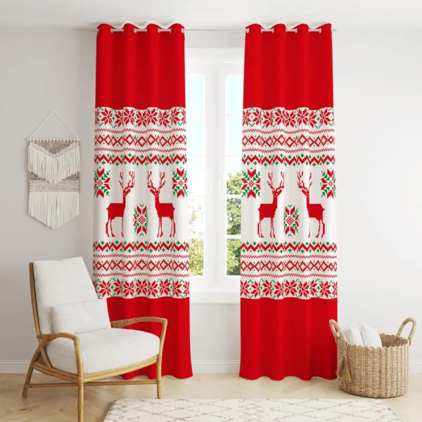 Reindeer Printed Christmas Curtain