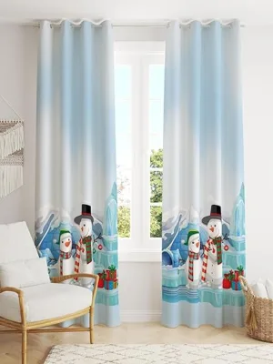 Snowman Printed Christmas Curtain