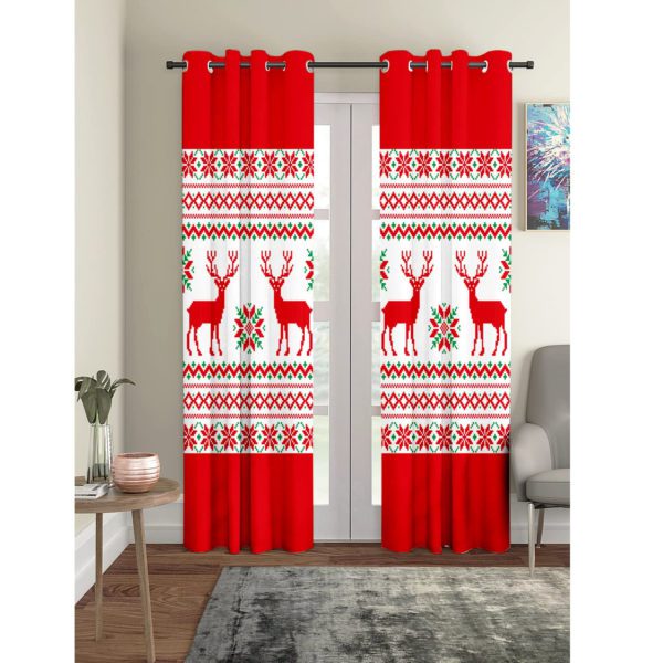 Reindeer Printed Christmas Curtain