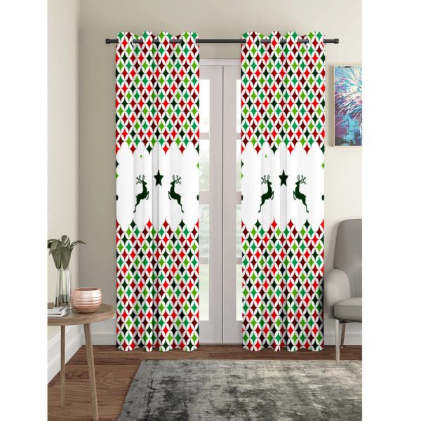 Reindeer & Stars Pattern Christmas curtain