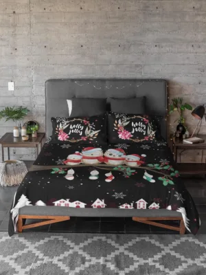 Sitting Owls Christmas Bedsheet