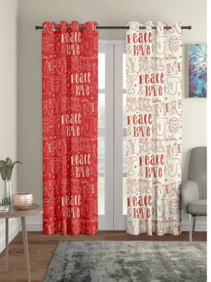 Peace Love Joy Printed Christmas Curtain