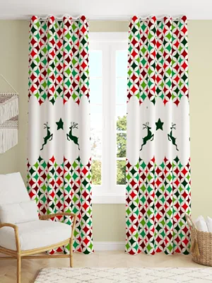 Reindeer & Stars Pattern Christmas curtain