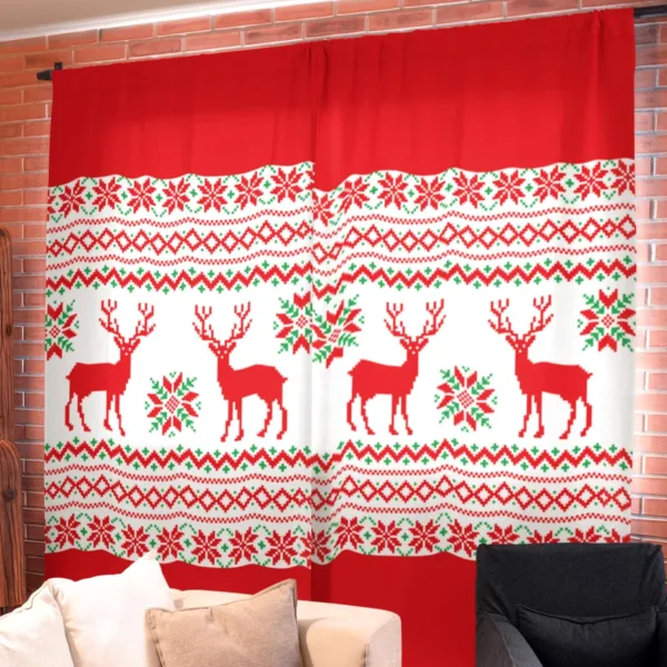 Reindeer Printed Christmas Curtain