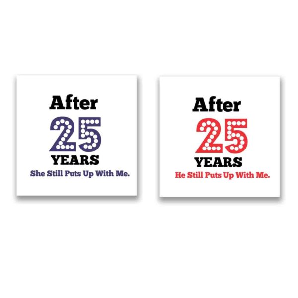 Funny Endearing 25th Anniversary Couple Coffee Mugs Set of 2