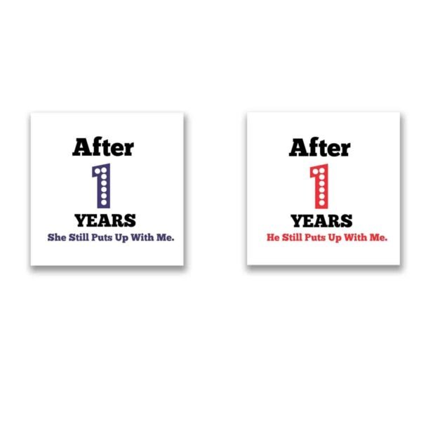 Funny Endearing 1st Anniversary Couple Coffee Mugs Set of 2