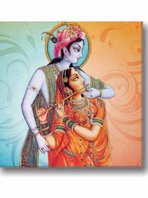 Artsy Radha Krishna Devotional Canvas Frame