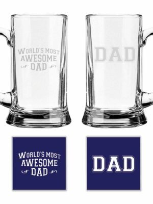Engraved Awesome Dad Beer Mug Set of 2