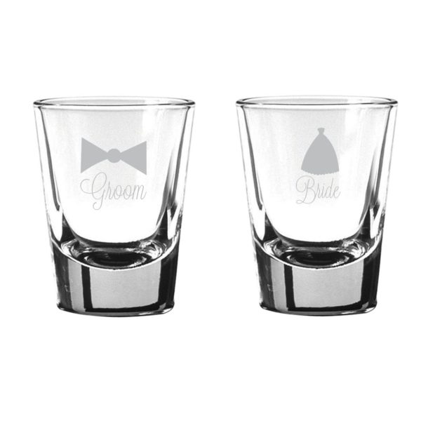 Engraved Mr Right Mrs Always Right Shot Glasses Set of 2