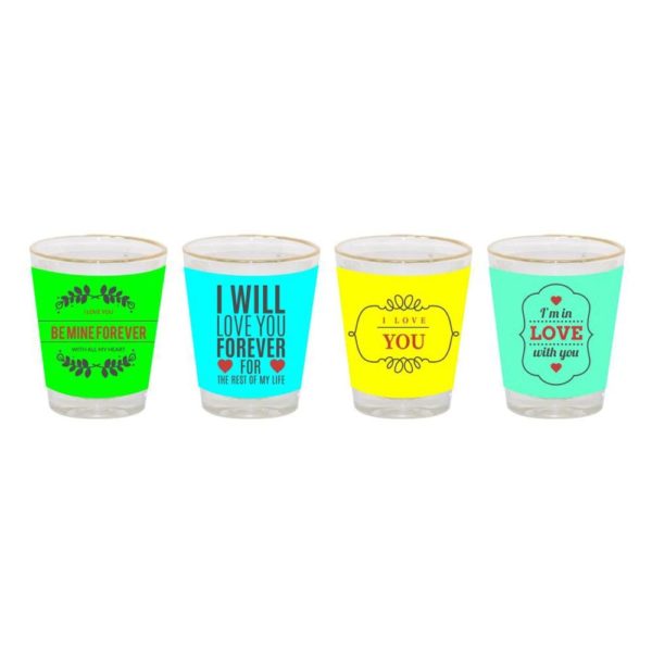 Be Mine Forever Engraved Shot Glasses - Set of 4