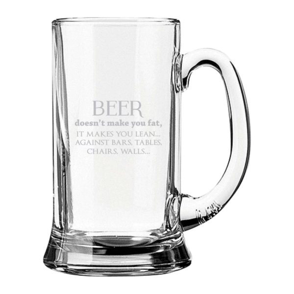 Beer Makes You Lean Engraved Beer Mug