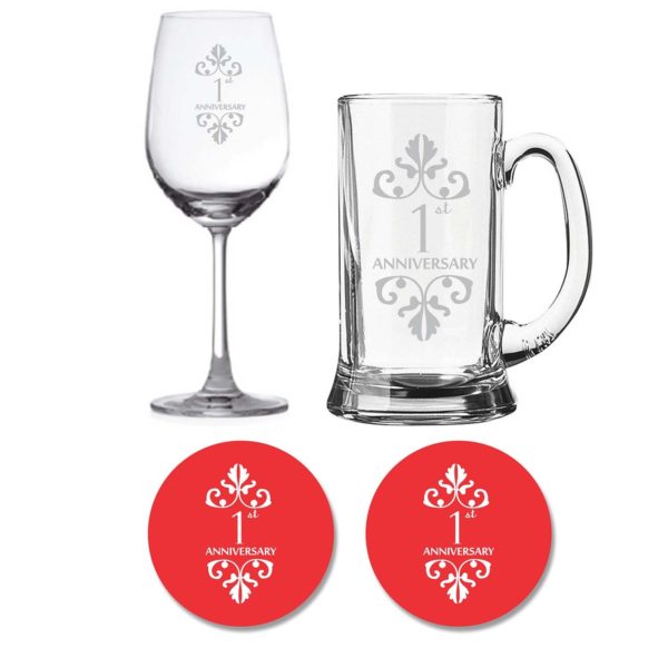 1st Marriage Anniversary Beer Wine Glass