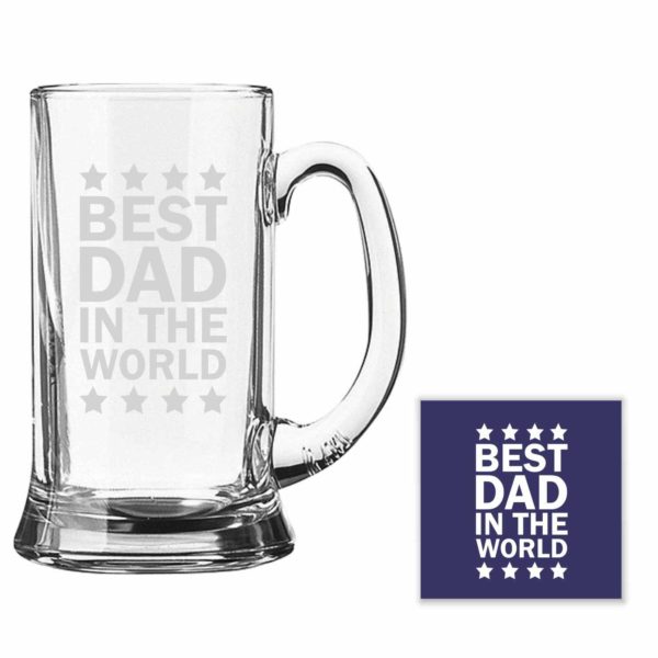 Engraved Best Dad in the World Beer Mug