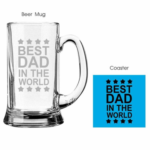 Engraved Best Dad in the World Beer Mug