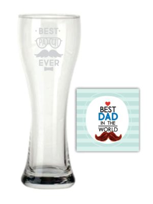 Best Papa Ever Beer Pilsner Glass