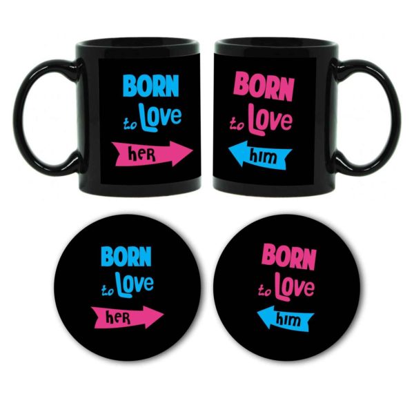 Born to Love Him Her Couple Mugs