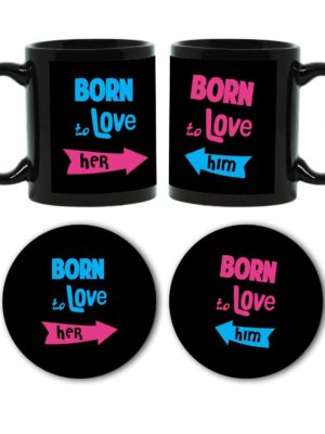 Born to Love Him Her Couple Mugs